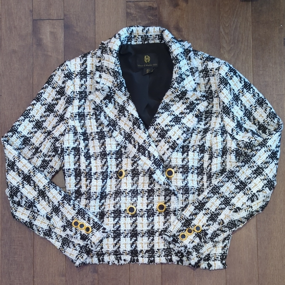 House of Harlow 1960 Black and White Tweed Blazer